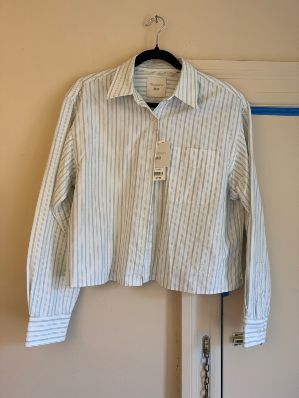 JW ANDERSON x UniqloWhite Shirt with Thin Green Stripes